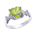 White Gold Mom Heart Birthstone Mother's Ring