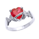 White Gold Mom Heart Birthstone Mother's Ring