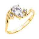 Gold Pear Shaped and Diamond Proposal Ring