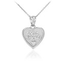 3pc White Gold 'Best Friends' Heart Charm Necklace Set
