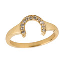 Gold Ladies Diamond Lucky Horseshoe Ring