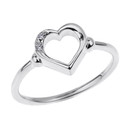 Dainty White Gold Open Heart Diamond Ring