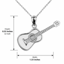 Sterling Silver Acoustic Guitar Pendant Necklace