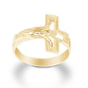 Gold Open Crucifix Cross Ring