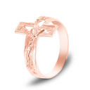 Rose Gold Open Crucifix Cross Ring