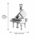 Sterling Silver Grand Piano Pendant Necklace