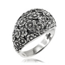 Sterling Silver Flower Bouquet Oxidized Ring