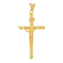 14K Gold Jesus Christ Cross Tube Crucifix Pendant