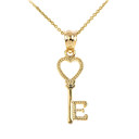 Gold Heart Key Pendant Necklace (Available in Yellow/Rose/White)