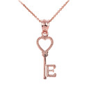 Gold Heart Key Pendant Necklace (Available in Yellow/Rose/White)