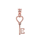 Gold Heart Key Pendant Necklace (Available in Yellow/Rose/White)