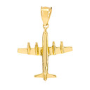 Yellow Gold 3D Airplane Pendant Necklace