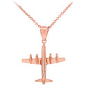 Rose Gold 3D Airplane Pendant Necklace