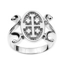 White Gold Jerusalem Cross Ladies Ring