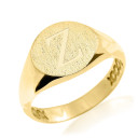 Solid Gold 12 MM Round Engravable Men's Signet Ring (Available in Yellow/Rose/White Gold)