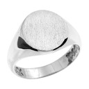 White Gold Oval Engravable Men's Signet Ring