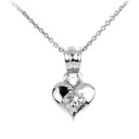 White Gold Baby Heart Charm Pendant Necklace