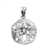 Sterling Silver Sand Dollar CZ Pendant Necklace Sterling Silver Sand Dollar CZ Pendant Necklace