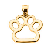 Yellow Gold Dog Paw Print Pendant Necklace
