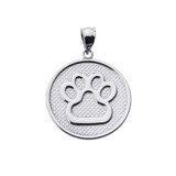 Sterling Silver Dog Paw Print Disc Pendant Necklace Sterling Silver Dog Paw Print Disc Pendant Necklace