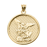 Yellow Gold Saint Michael Pendant Necklace