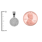 Micro-Pave Diamond Circle Pendant Necklace in 14K White Gold