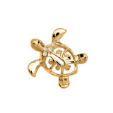 Yellow Gold Diamond Hawaiian Lucky Charm Honu Turtle Hidden Bail Pendant Necklace