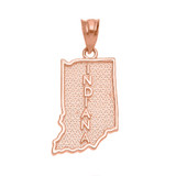 Rose Gold Indiana State Map Pendant Necklace