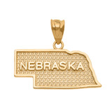 Yellow Gold Nebraska State Map Pendant Necklace