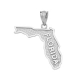White Gold Florida State Map Pendant Necklace