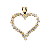 1 Carat Diamond Heart Yellow Gold Pendant Necklace
