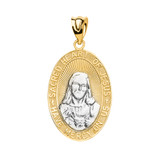 Yellow Gold Two-Tone Medium Sacred Heart Of Jesus Pendant Necklace