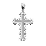White Gold Catholic Prayer Cross Pendant Necklace White Gold Catholic Prayer Cross Pendant Necklace