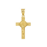 Yellow Gold St. Benedict Crucifix Pendant Necklace (1.10")