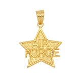 Yellow Gold Air Force Star Pendant Necklace