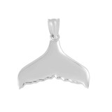 White Gold Whale Tail Pendant Necklace