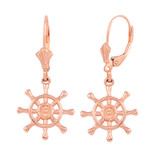 Gold Nautical Ship Wheel Earring Set(Available in Yellow/Rose/White Gold)