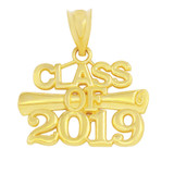 Solid Yellow Gold Class of 2019 Graduation Certificate Pendant Necklace