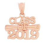 Solid Rose Gold Class of 2019 Graduation Certificate Pendant Necklace