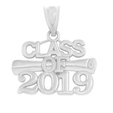 Solid White Gold Class of 2019 Graduation Certificate Pendant Necklace