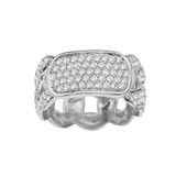 White Gold Personalized ID Cuban Link Fancy Ring With Cubic Zirconia Around