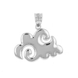 White Gold Swirling Cloud Pendant Necklace