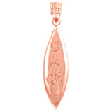 Rose Gold California Palm Tree Surfboard  Pendant Necklace
