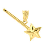 Yellow Gold Star Magical Wand Pendant Necklace