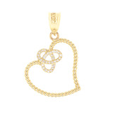 Yellow Gold Trinity Heart and Diamond Pendant Necklace