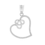 White Gold Trinity Heart and Diamond Pendant Necklace