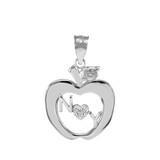 Sterling Silver New York Big Apple CZ Pendant Necklace