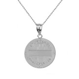 Solid White Gold Archangel Saint Gabriel Diamond Medallion Pendant Necklace   1.02"  (25 mm )
