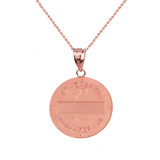 Two Tone Solid Rose Gold Archangel Saint Gabriel Diamond Medallion Pendant Necklace   1.02"  (25 mm )