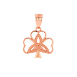 Solid Rose Gold Triquetra Irish Celtic Clover Pendant Necklace